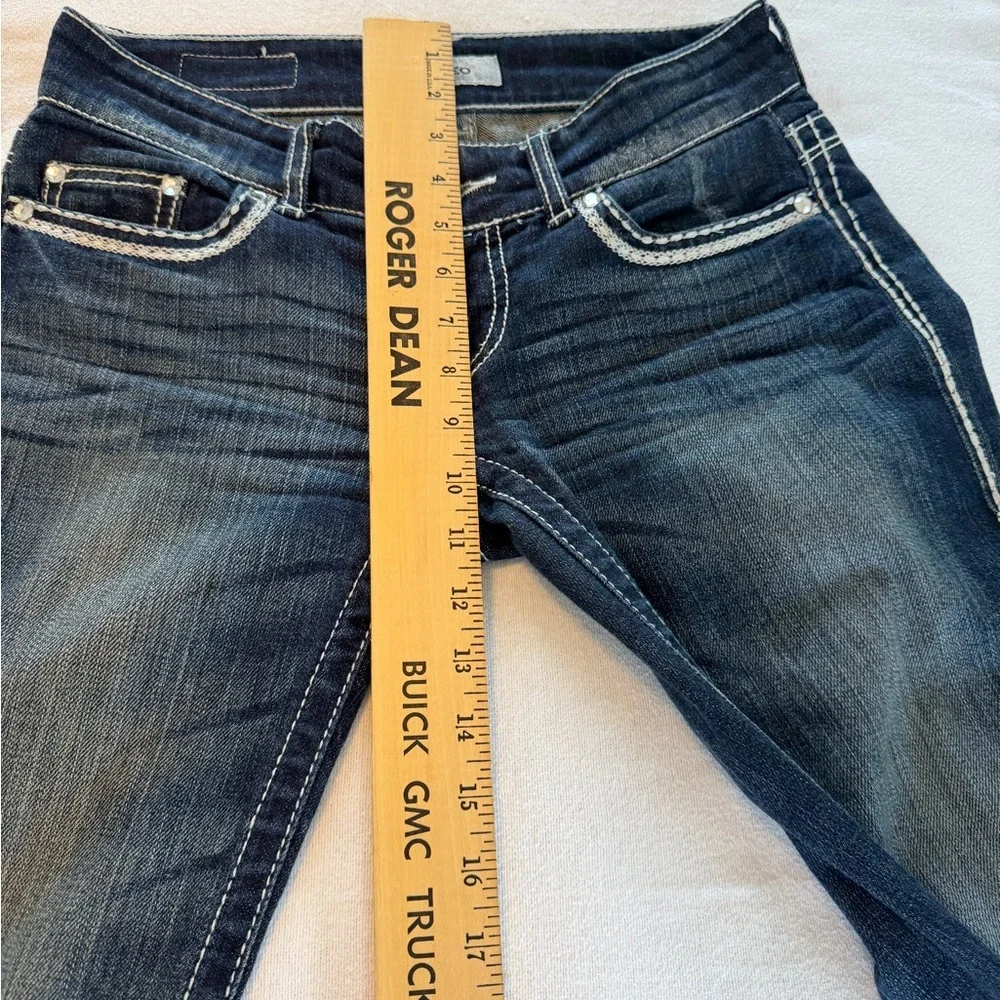 Daytrip Leo 26R Dark Wash Bootcut Jeans Western Cowgirl Y2K Flap Pocket Stretch - Picture 13 of 13
